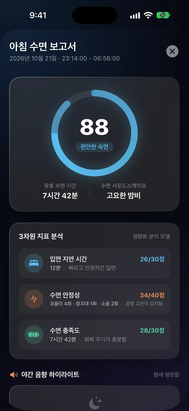 Morning sleep report